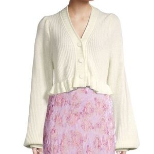 LoveShackFancy Adessa Wool-Blend Peplum Cardigan